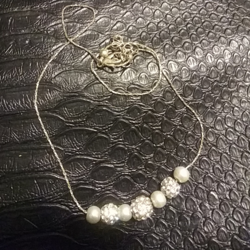 Silver white ball necklace